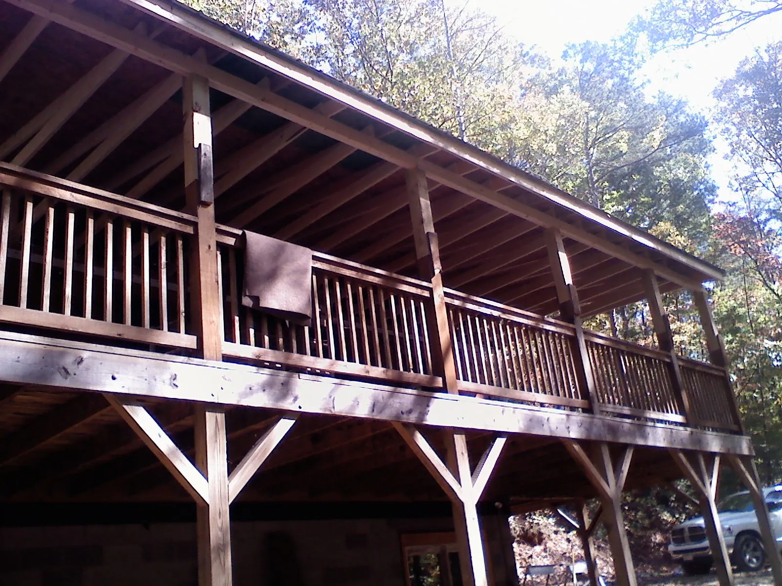 Timber framing under a new elevated porch and deck — Roof Leak Repair in Fountainville by Roofing Brothers